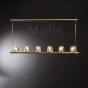 Paul Clear Glass Linear Chandelier, Home Decoration Lamp for Living Room, Bedroom, Dining Room