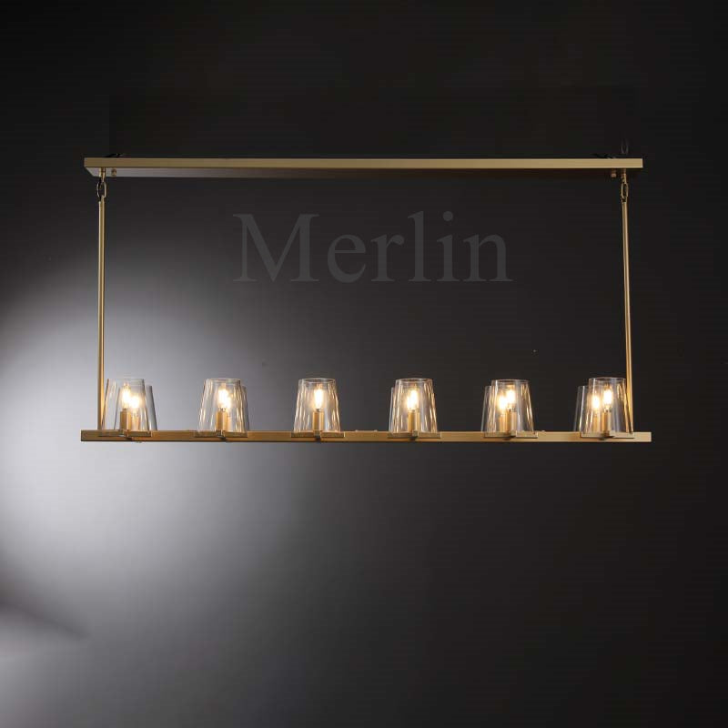 Paul Clear Glass Linear Chandelier, Home Decoration Lamp for Living Room, Bedroom, Dining Room