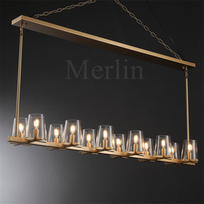 Paul Clear Glass Linear Chandelier, Home Decoration Lamp for Living Room, Bedroom, Dining Room