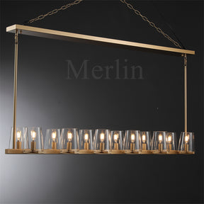 Paul Clear Glass Linear Chandelier, Home Decoration Lamp for Living Room, Bedroom, Dining Room