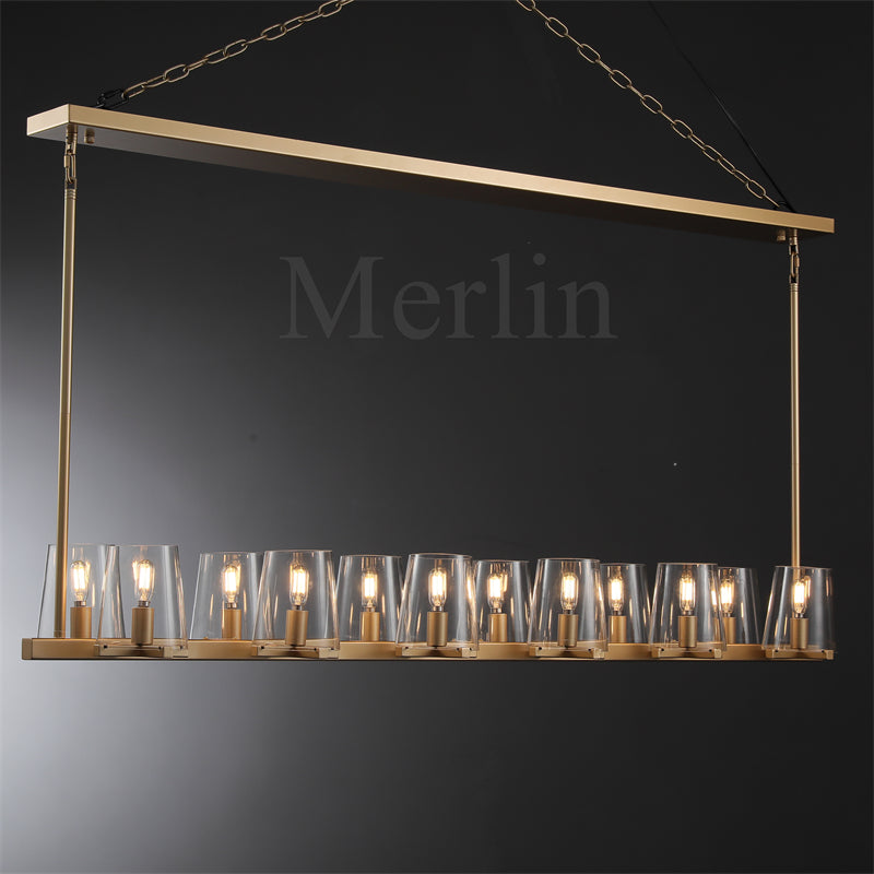 Paul Clear Glass Linear Chandelier, Home Decoration Lamp for Living Room, Bedroom, Dining Room