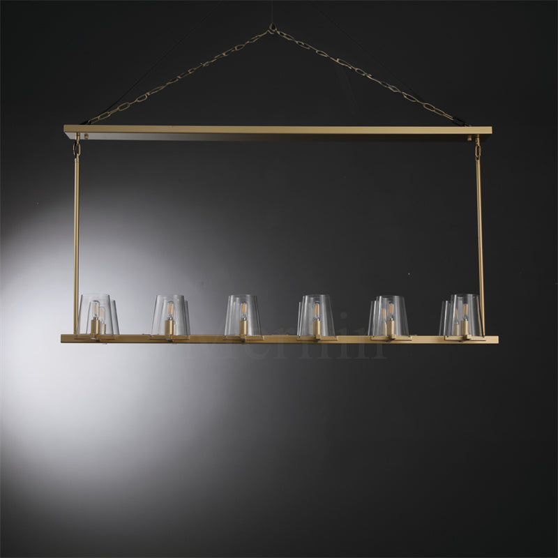 Paul Clear Glass Linear Chandelier, Home Decoration Lamp for Living Room, Bedroom, Dining Room