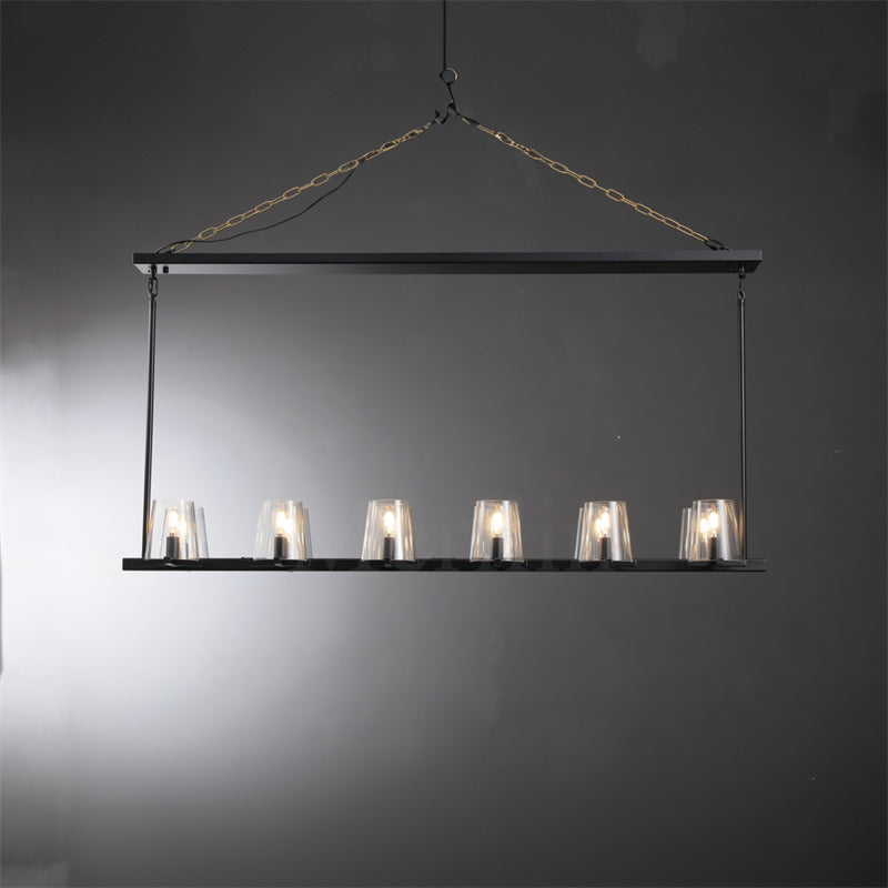 Paul Clear Glass Linear Chandelier, Home Decoration Lamp for Living Room, Bedroom, Dining Room