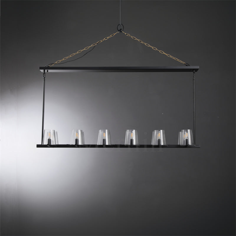 Paul Clear Glass Linear Chandelier, Home Decoration Lamp for Living Room, Bedroom, Dining Room