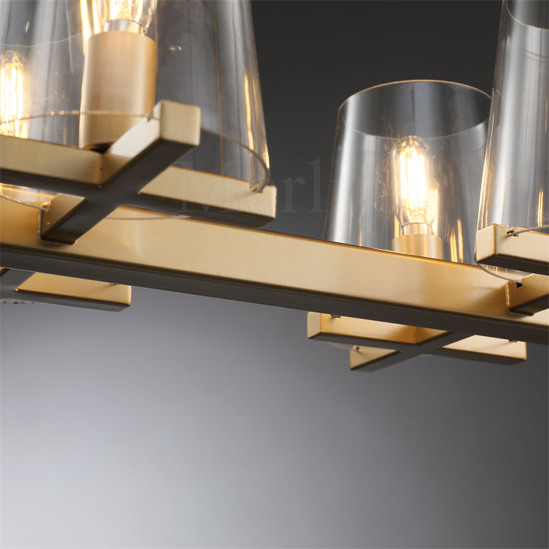 Paul Clear Glass Linear Chandelier, Home Decoration Lamp for Living Room, Bedroom, Dining Room