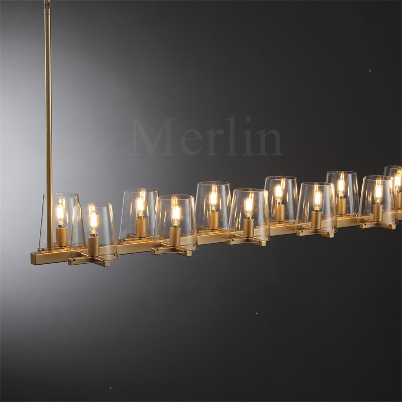 Paul Clear Glass Linear Chandelier, Home Decoration Lamp for Living Room, Bedroom, Dining Room