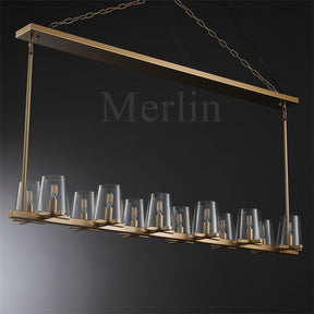 Paul Clear Glass Linear Chandelier, Home Decoration Lamp for Living Room, Bedroom, Dining Room