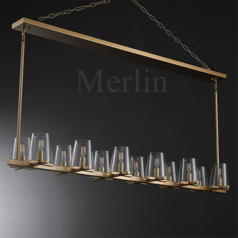 Paul Clear Glass Linear Chandelier, Home Decoration Lamp for Living Room, Bedroom, Dining Room