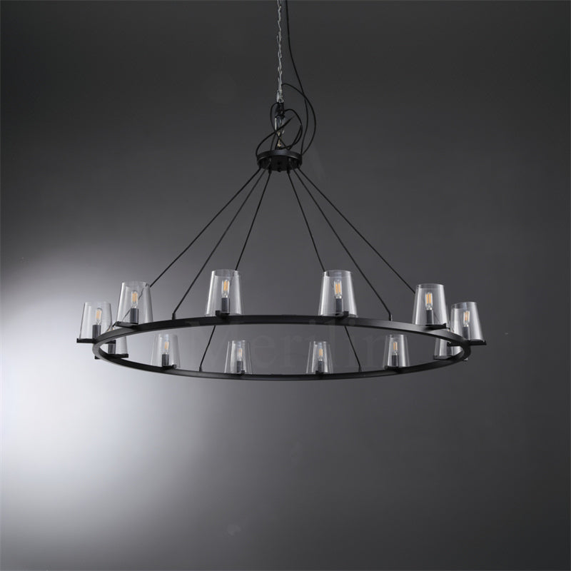 Paul Clear Glass Round Chandelier, Home Decoration Lamp for Living Room, Bedroom, Dining Room