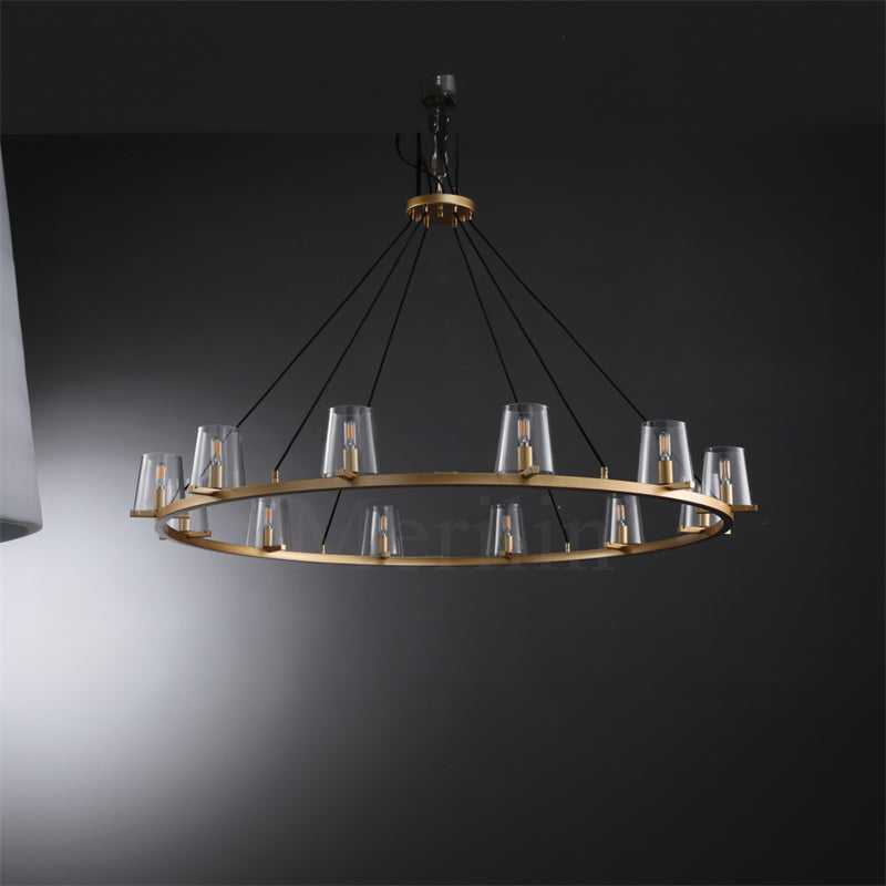 Paul Clear Glass Round Chandelier, Home Decoration Lamp for Living Room, Bedroom, Dining Room