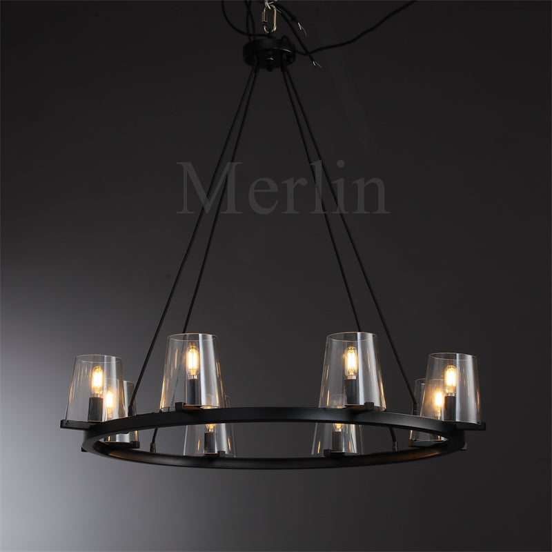 Paul Clear Glass Round Chandelier, Home Decoration Lamp for Living Room, Bedroom, Dining Room