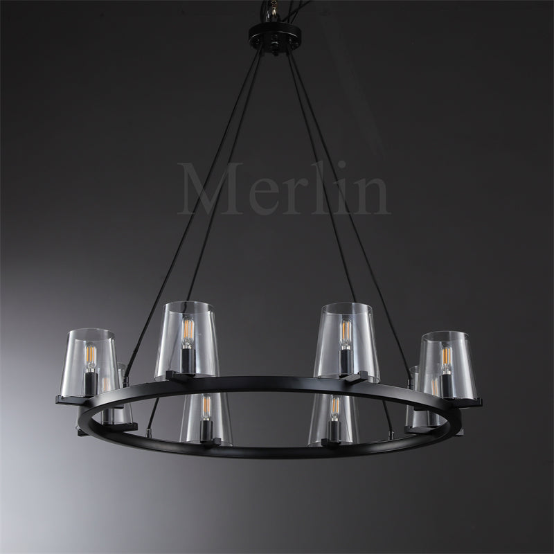 Paul Clear Glass Round Chandelier, Home Decoration Lamp for Living Room, Bedroom, Dining Room