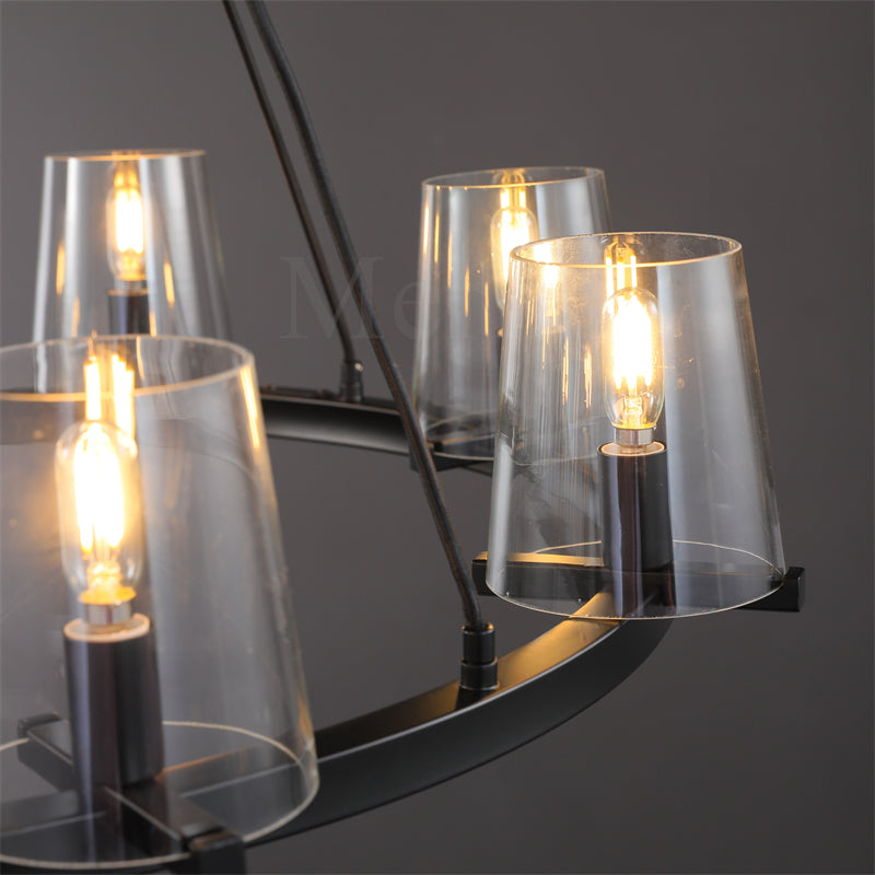 Paul Clear Glass Round Chandelier, Home Decoration Lamp for Living Room, Bedroom, Dining Room