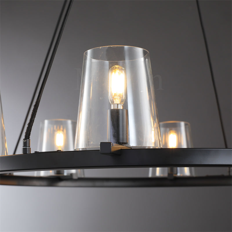 Paul Clear Glass Round Chandelier, Home Decoration Lamp for Living Room, Bedroom, Dining Room