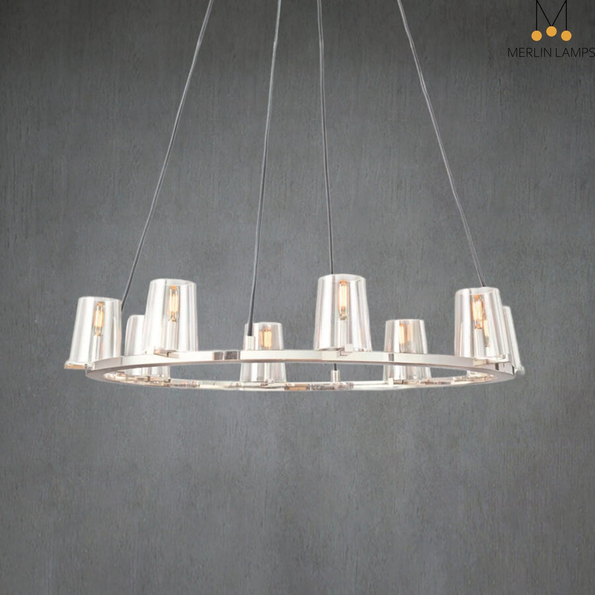 Paul Clear Glass Round Chandelier, Home Decoration Lamp for Living Room, Bedroom, Dining Room