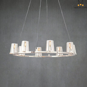 Paul Clear Glass Round Chandelier, Home Decoration Lamp for Living Room, Bedroom, Dining Room