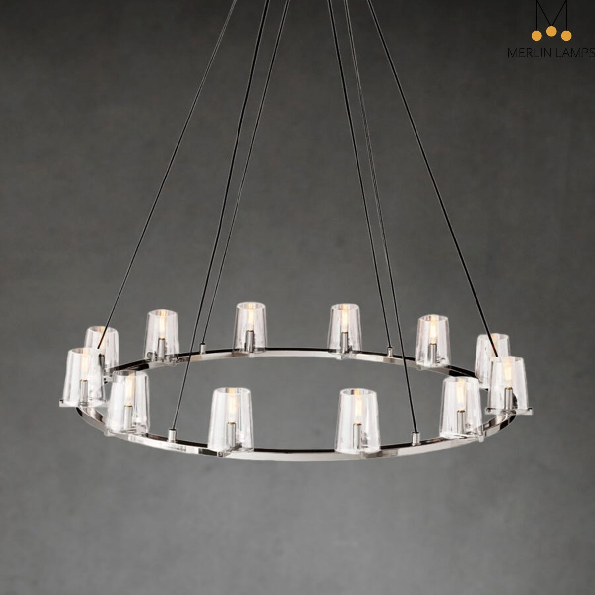 Paul Clear Glass Round Chandelier, Home Decoration Lamp for Living Room, Bedroom, Dining Room