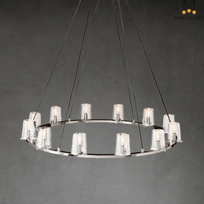 Paul Clear Glass Round Chandelier, Home Decoration Lamp for Living Room, Bedroom, Dining Room