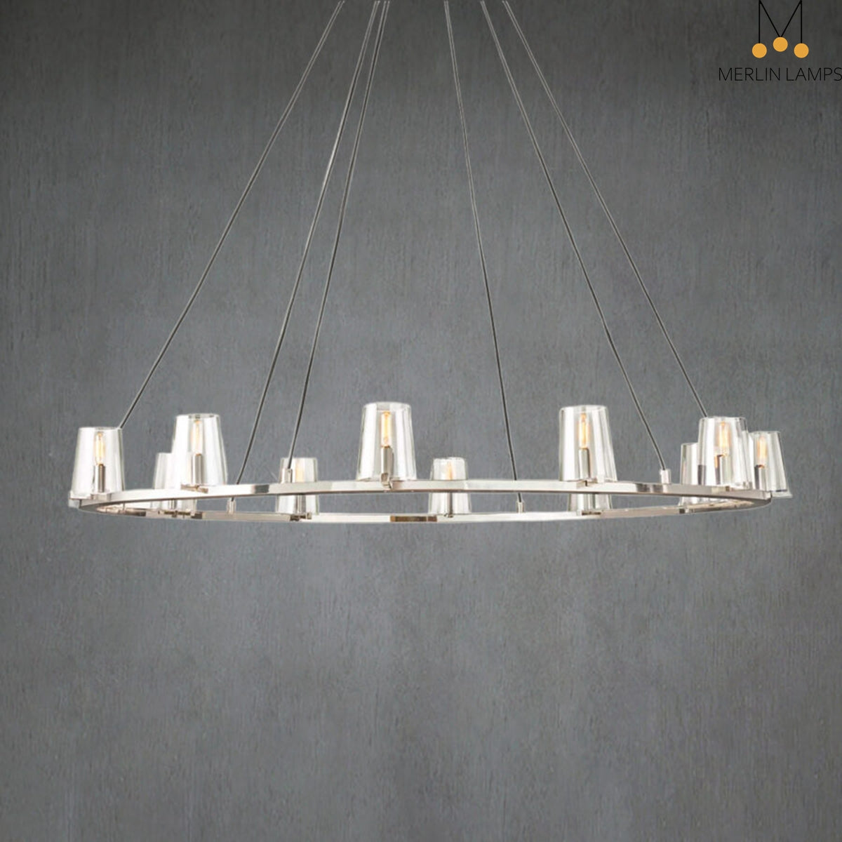 Paul Clear Glass Round Chandelier, Home Decoration Lamp for Living Room, Bedroom, Dining Room