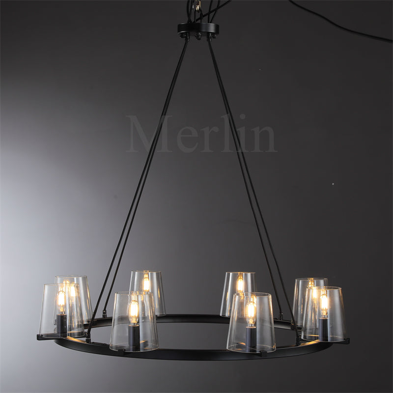Paul Clear Glass Round Chandelier, Home Decoration Lamp for Living Room, Bedroom, Dining Room