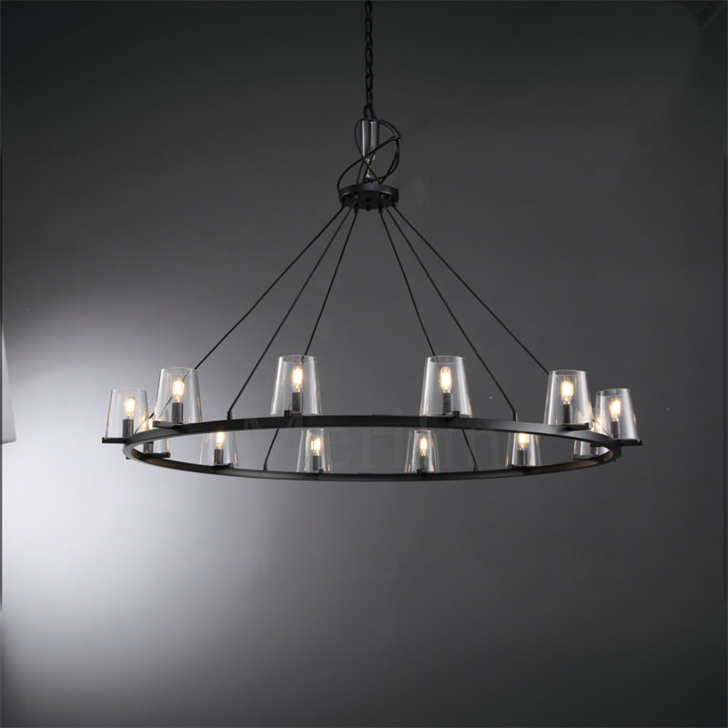 Paul Clear Glass Round Chandelier, Home Decoration Lamp for Living Room, Bedroom, Dining Room
