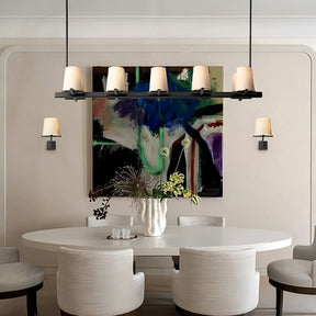 Paul Fabric Shade Linear Chandelier 49" 60”