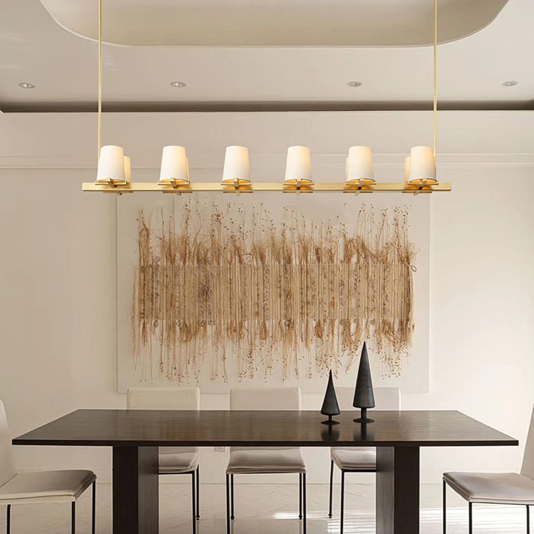 Paul Fabric Shade Linear Chandelier 49" 60”
