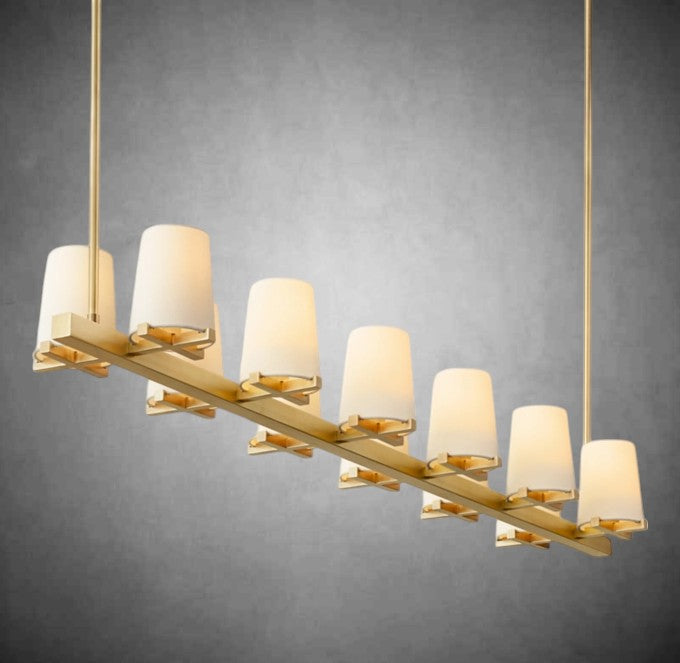 Paul Fabric Shade Linear Chandelier 49" 60”