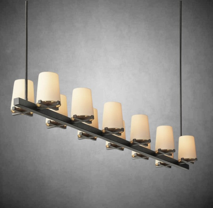 Paul Fabric Shade Linear Chandelier 49" 60”