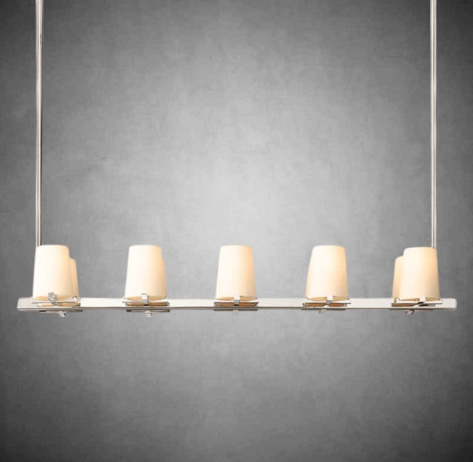 Paul Fabric Shade Linear Chandelier 49" 60”