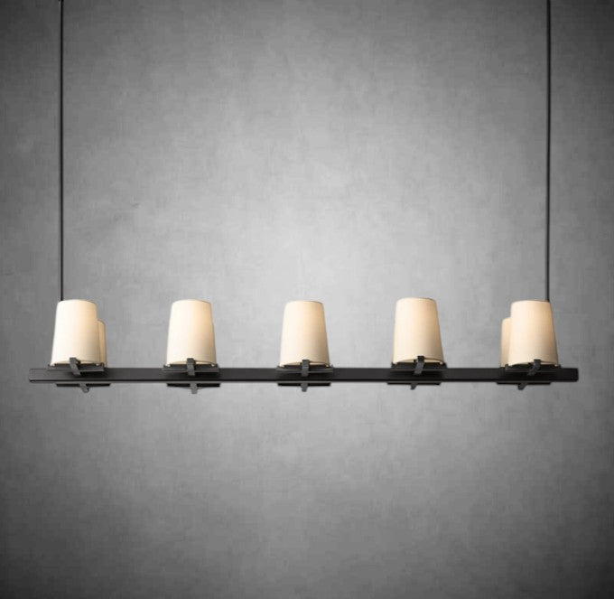 Paul Fabric Shade Linear Chandelier 49" 60”