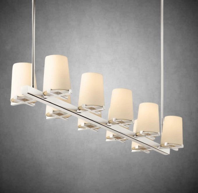 Paul Fabric Shade Linear Chandelier 49" 60”