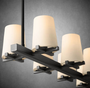 Paul Fabric Shade Linear Chandelier 49" 60”