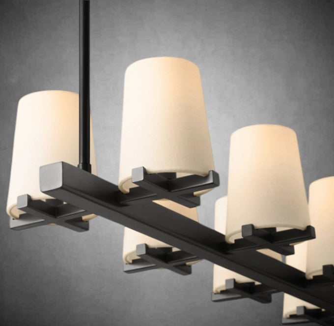 Paul Fabric Shade Linear Chandelier 49" 60”