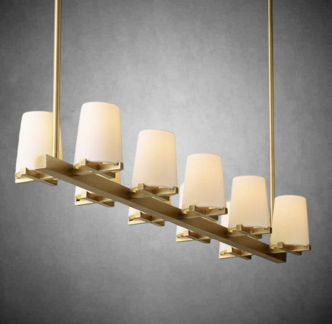 Paul Fabric Shade Linear Chandelier 49" 60”