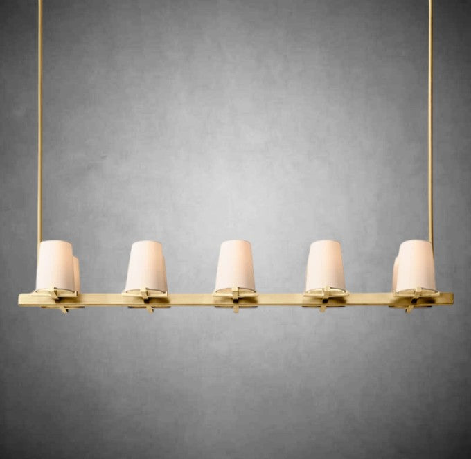 Paul Fabric Shade Linear Chandelier 49" 60”