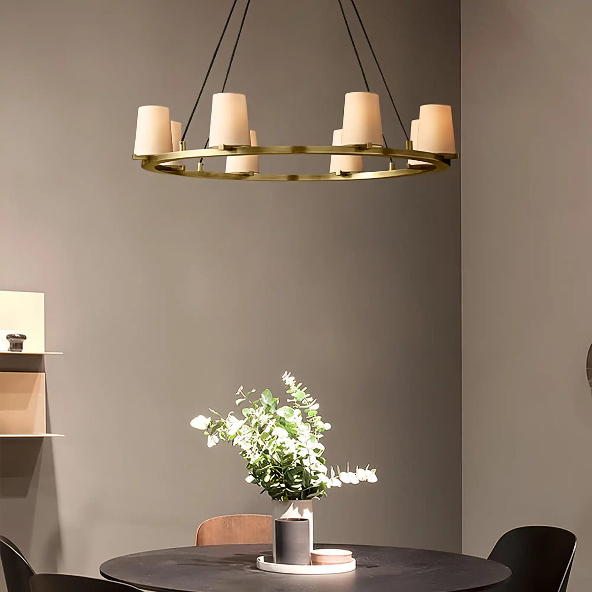 Paul Fabric Shade Round Chandelier 36" 48" 60″