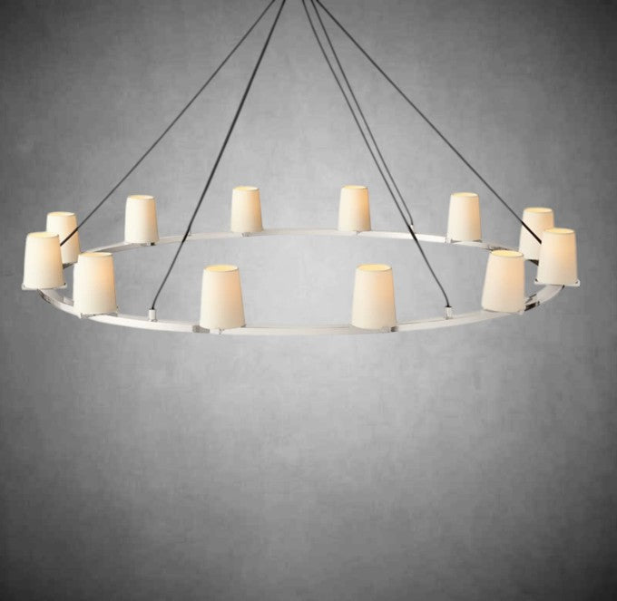 Paul Fabric Shade Round Chandelier 36" 48" 60″