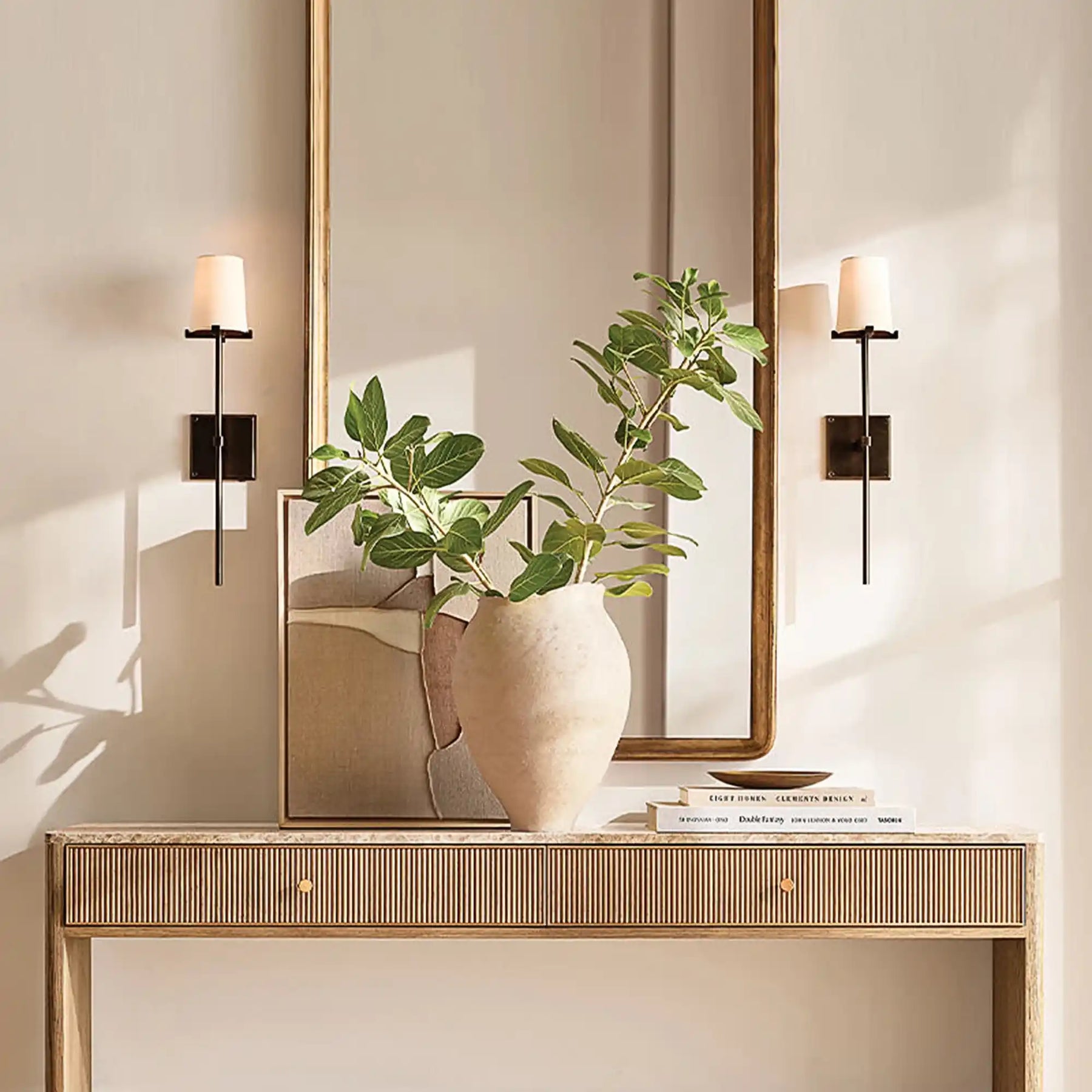 Paul Fabric Shade Torch Sconce