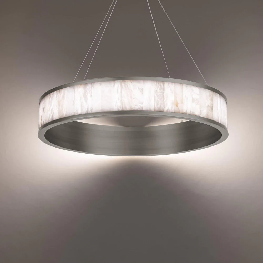 Modern  Alabaster Coliseo LED Round Chandelier 28''