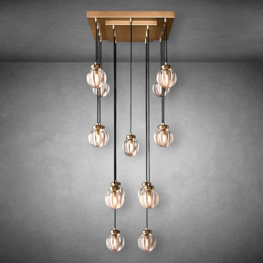 Pearl Shape Series Modern Glass Linear Chandelier Fixture
