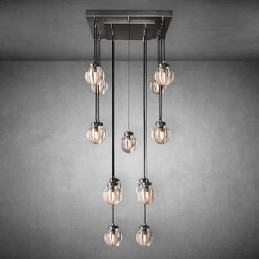 Pearl Shape Series Modern Glass Linear Chandelier Fixture