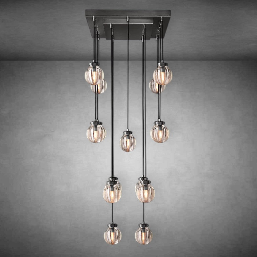 Pearl Shape Series Modern Glass Linear Chandelier Fixture