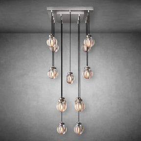 Pearl Shape Series Modern Glass Linear Chandelier Fixture