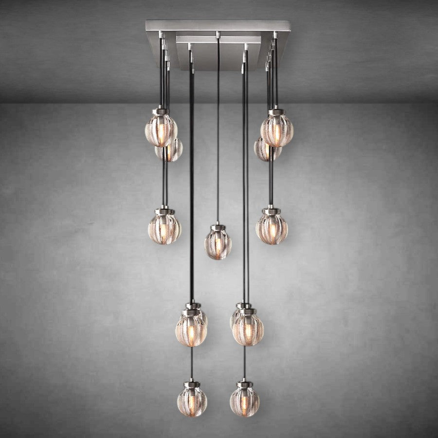 Pearl Shape Series Modern Glass Linear Chandelier Fixture