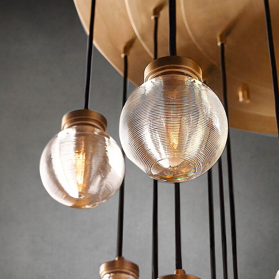 Pearl Shape Series Modern Glass Linear Chandelier Fixture