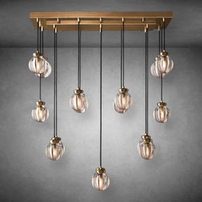 Pearl Shape Series Modern Glass Linear Chandelier Fixture