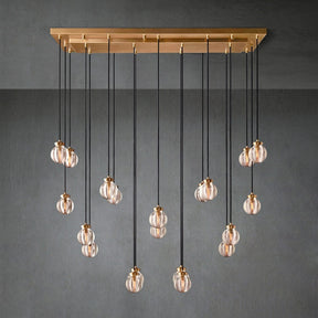 Pearl Shape Series Modern Glass Linear Chandelier Fixture