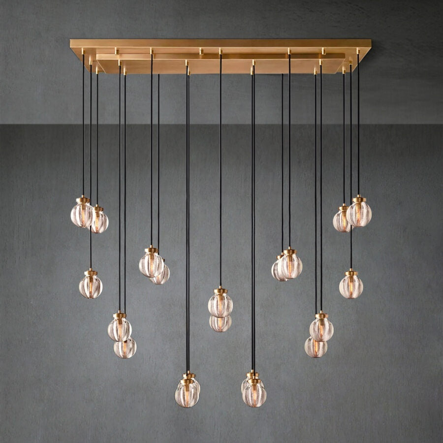 Pearl Shape Series Modern Glass Linear Chandelier Fixture