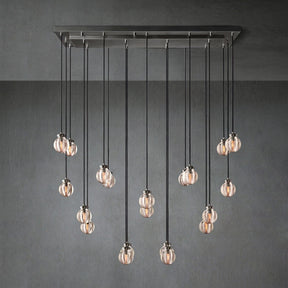 Pearl Shape Series Modern Glass Linear Chandelier Fixture